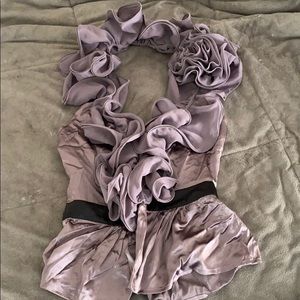 Beautiful silk ruffle top/ bebe
